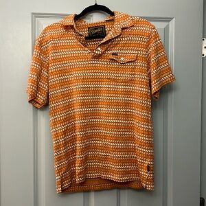 Howler Bros Mens Rancho Pearl Snap Orange Polo